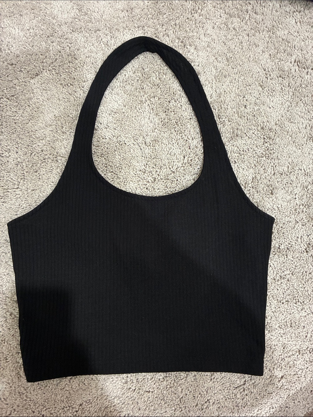 Black halter crop top
